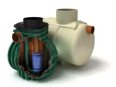 Separator w pełni retencyjny 65.0 l/s, zbiornik GRP